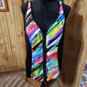 Swimsuits For All Black Multi-colored Top